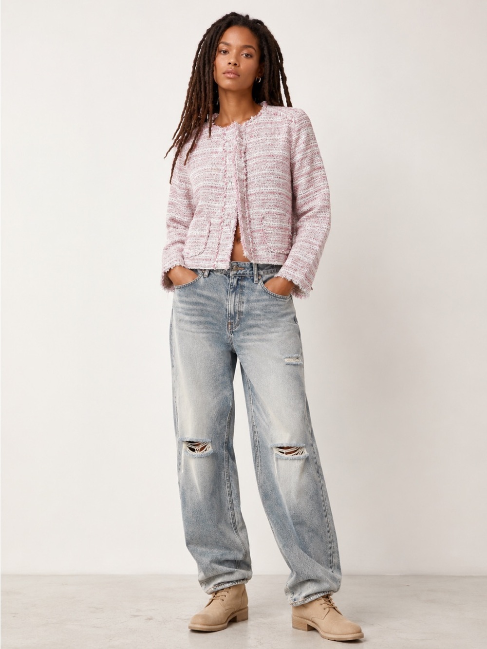 Zara pink tweed blazer